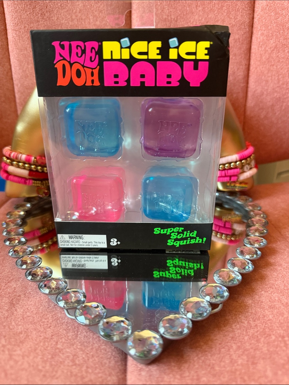 Nee Doh Viral-Super Solid Squish! 4-Pack - Pink, Blue, Purple